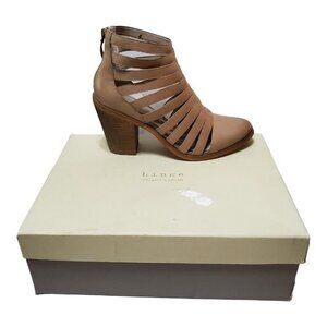 Hinge Dresden Caged Leather Ankle Bootie Tan Women's Size 9.5 M - NEW -‎ READ
